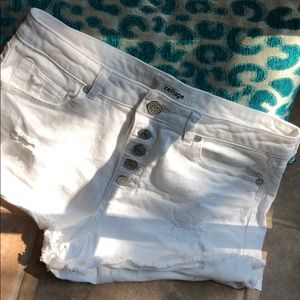 White cut off refuge distressed shorts size 10
